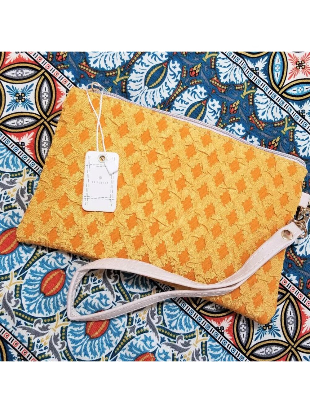 Wristlet, Pouch, Cosmetics Bag. Mustard Yellow. NWT
